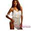 Rosy Bow and cut out Satin Halter bodystocking sexy lingerie