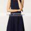 Lace Insert Collar navy dress
