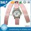 latest long pink band girl diamond simple hot sel high quality women 3TM waterproof japan movt leather fashion watch