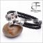 Tribal Steel Brown Leather Bracelet with Cross flower for Men with Stainless Steel Rocker Clasp of 21cm