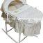 Baby bassinet natural colorful cute embroidery wicker basket set with rocking metal stand