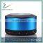 Round bluetooth speaker LED light, low price bluetooth speaker with TF card reader, metal bluetooth speaker