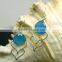 Blue Chalcedony Pear Facet Earrings, 925 Solid Sterling Silver Earrings, Designer Natural Gemstone Bezel Earring,