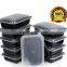 ChefLand Microwavable Food Container With Lid Bento Box, Black, 10-Pack