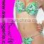 Wrinkle Pushed-Up Padded Bikini with O-ring and Chain Panty Sexy Fashion Modern Bikini Swimwear NA97-green