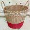 Handwoven plastic rattan dirty clothes basket