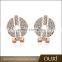 OUXI Britainic Style Rhudium Plated/gold Plated Stud Austrian Crystal Round Earrings 20897-1