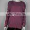 Womens' round neck long sleeve pullover knitted sweater with spray print