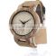2016 natural bamboo watch with leather strap wrist watch for business men
