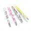 Black Painting Stainless Steel Good Quality Slanted Eyebrow Tweezer With Gold Stamping Bamboo Tree Pattern