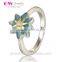 Blue Enamel 925 Sterling Silver Flower Shape New Model Wedding Ring