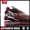 12pcs 100% Synthetic Hair Brown Wood Handle Travelling Cosmetic Brush Set with Heart Shaped Pouch
