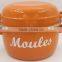 Blue Color Custom Decal Printing Enamel Seafood Cooking Pot Mussel Pot
