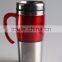 Straight body double wall stainless steel cup with handle