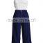 working women sleeveless white blue size cut jumpsuit with back zipper
