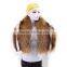Women's real fox fur shawl knitted fox fur pashmina with pocket warm women scarf