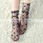 WS-24 Sexy Breathable Silk Heap Heap Soft Elasticity Black Fishnet Lace Flower Mesh Ankle Fashion Socks Summer Style
