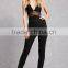 Women Sexy Spaghetti Strap Sexy Backless Lace Patch Black Casual Wholesale Bodysuit