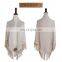 2017 latest design loose knitting creamy white cashmere sweater poncho