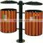 High quality galvanized sheet wood garbage rubbish handle bins recyclable trash can with lid cigarette extinguisher container