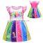 Kids Dress 2020 New Print Cartoon Fiy Sleeves Girls Dress Children Clothes