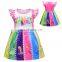 kids dress 2020 new print cartoon fiy sleeves girls dress children clothes