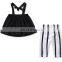 Summer Girls Clothes Sets Children's Clothing Fashion Girl Shirt Black Top+Striped Pants Suits 2019 Kids Clothing 2pcs