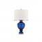 Elegant table lights restaurant hotel home decoration cheap custom nordic modern blue glass bedside lamps with logo