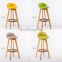 Bar Stool Nordic Rustic Classic High Kitchen Counter Chair Modern Wooden Leather PU Fabric Bar Stool With Back