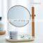 Natural Bamboo easy storage makeup mirror cosmetic mirror magnyfying mirror tray