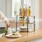 Cabinet Shelf Organizers, Set of 2 Kitchen Counter Shelves, Stackable, Expandable, Metal and Bamboo