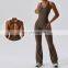 Oem Hollow Out Fitness One Piece Backless Jumpsuits Women Gym Rompers Flared Leggings