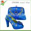 royal blue genuine leather African shoes and bags to match women dress shoes and matching bags