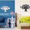Hogift 2016 wholesale new design tree shape quiet movement wall clock with 7 photo frames/wall clock/photo frame