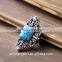 2015 china cheap wholesale fashion natural stone ring square turquoise crystal gun black ring