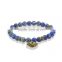 KJL-ST0006Antique Silver and Gold Plated Hand of Fatima natrual blue stone Bracelet of black CZ beads Evil Eye Bracelets For Men