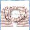 pink and white stripe knitted kids scarf pattern with cat's face design on either end