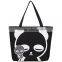 Black cotton shopping tote bag