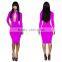 Hottest Women Classic Black Hollow Out Pencil Midi Club Dresses Fashion Long Sleeve Knee Length Elegant Sim Bodycon Sexy Dress