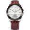 Stainless Steel Black Case Date Leather Strap Analog Quartz Casual Men Watch