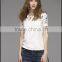 Round collar printing bud silk gauze shirt with short sleeves
