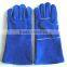 Blue Color Safety Gloves,Cow Split Leather Work Glove,Leather Welding Gloves