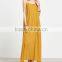 Guangzhou clothing OEM Bright Yellow Ring Detail Rayon Spaghetti Strap Loose Dress