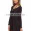 Ladies gray color fitted long sleeve loose body stretch cotton fabric blouse