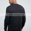 Custom Ribbed Collar Press Stud Opening Side Pocket Black Men's 100% Cotton Casual Plain Design Jumper Sweatshirt