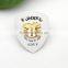 White PU leather sew on patches with gold metal plates fashion clothing label for jeans/jacket PLB-020