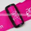 pink Luggage belt with white silk-screen printed logo