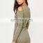 Green Rib Twist Shoulder Detail Bodycon Mini Dress in Slim Fit