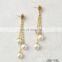 3pcs Pearl Drop Flower Casting Stud Earrings