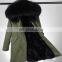 2016 newest real fox fur parka for women brand military winter parka Fur Lined Parka